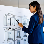 **

"A professional Latina architect in a modest, well-tailored pantsuit, reviewing blueprints in a brightly lit, modern architectural office in Barcelona, Spain. The background shows models of contemporary buildings. Fully clothed, appropriate attire, safe for work, perfect anatomy, natural proportions, professional photography, high quality."

**