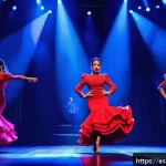 Home 20 리조 차트 순위 - A vibrant concert scene featuring a female artist inspired by Rosalía, blending flamenco and trap el...